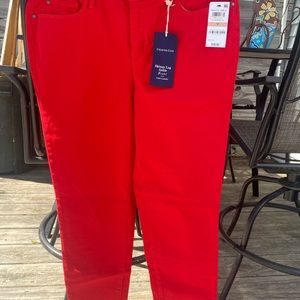 Red skinny stretch jeans